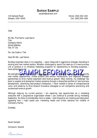 Marketing Cover Letter Example pdf free
